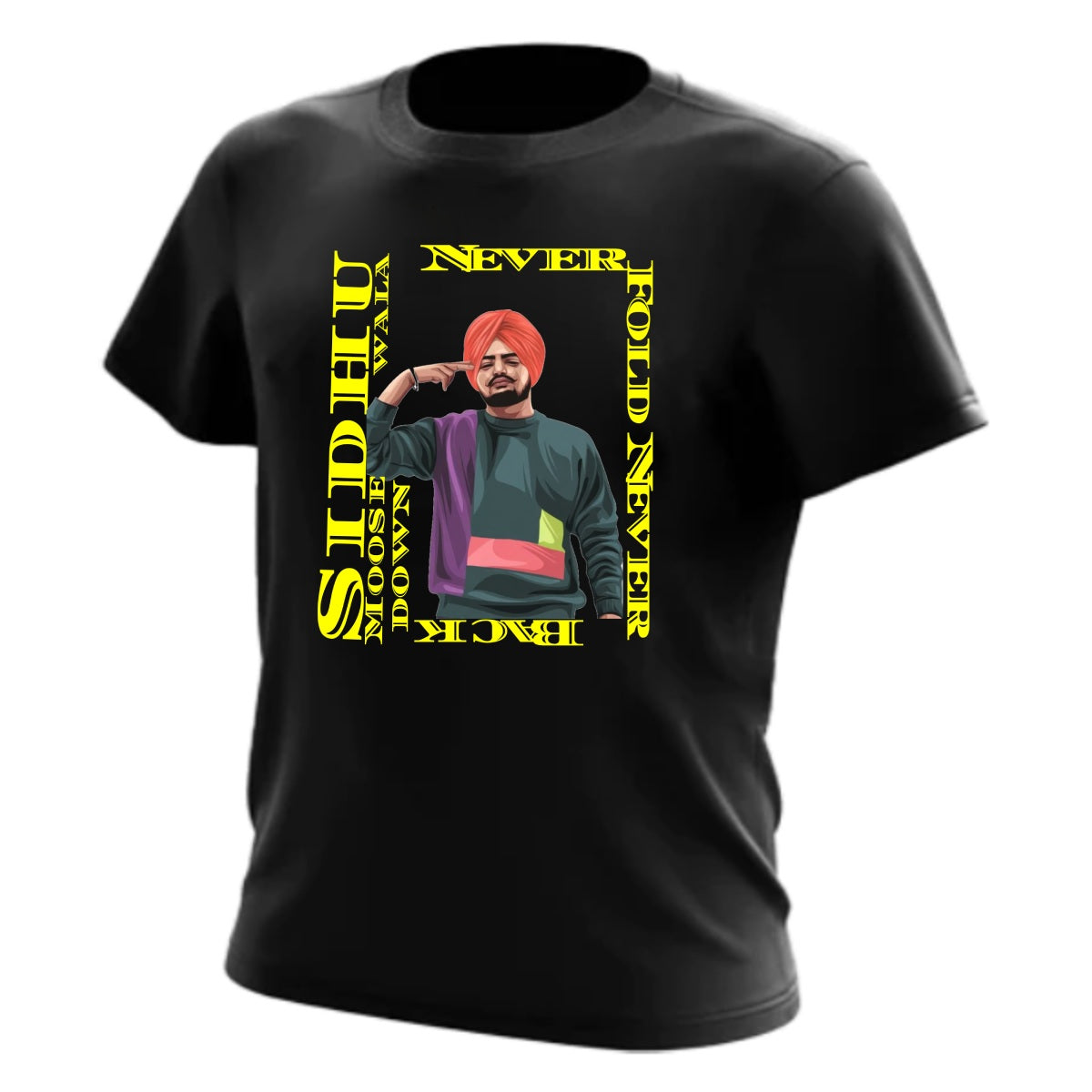Never Fold Tee in Black - Sidhu Moose Wala Edition
