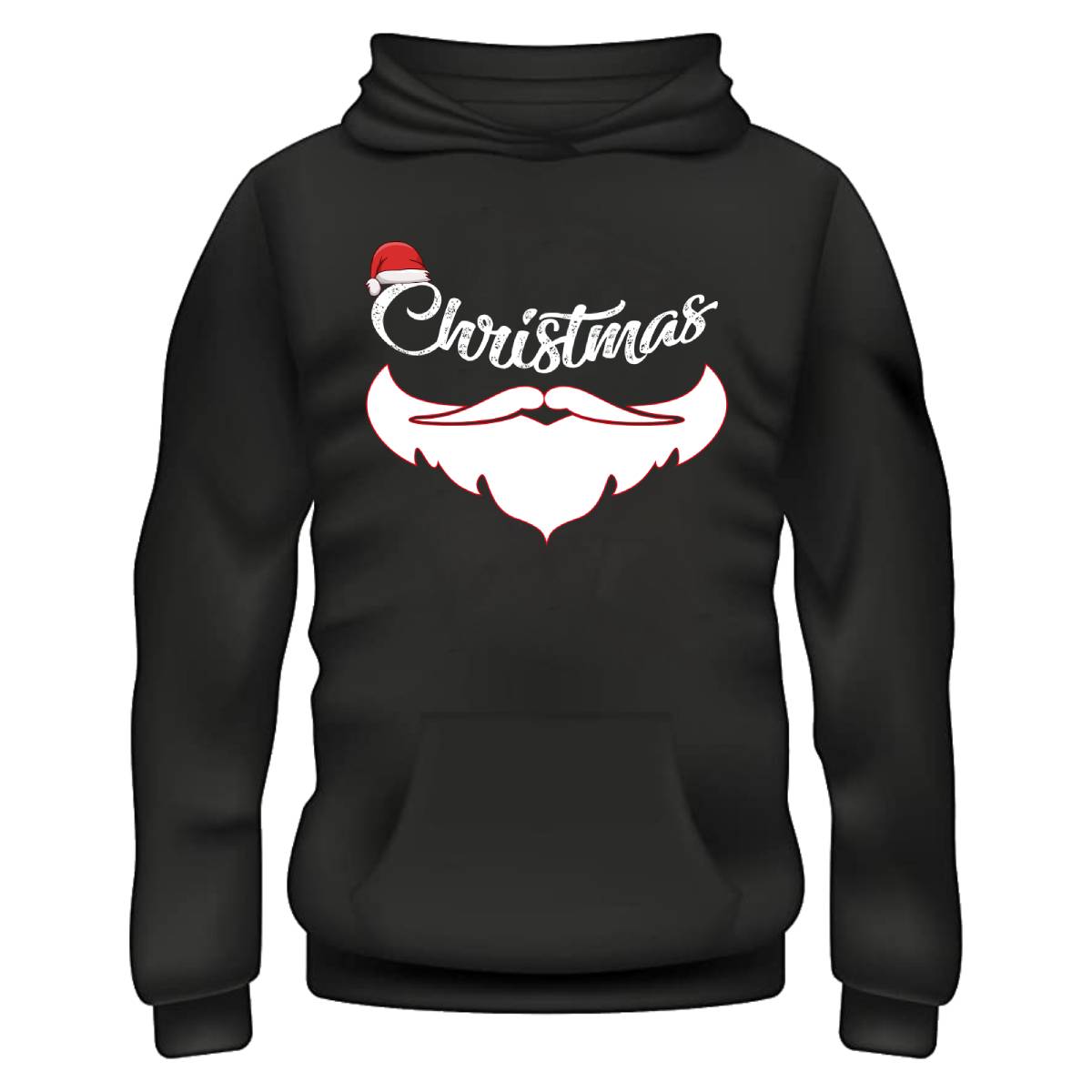 Santa's Signature Grin Hoodie- Black