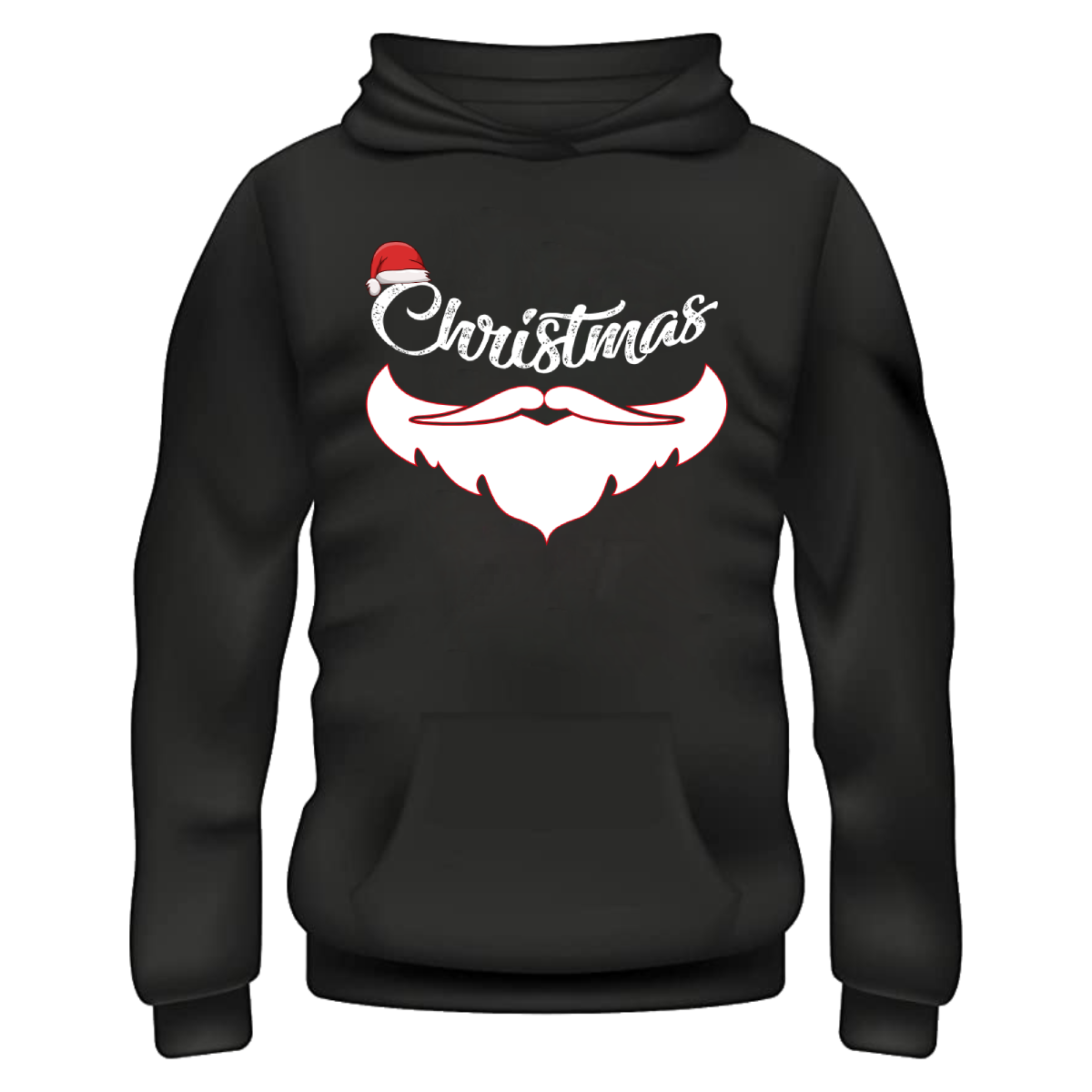 Santa's Signature Grin Hoodie- Black
