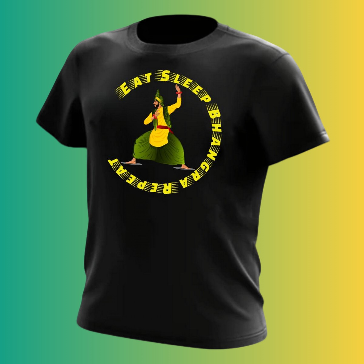 Eat Sleep Bhangra Repeat Tee- Black