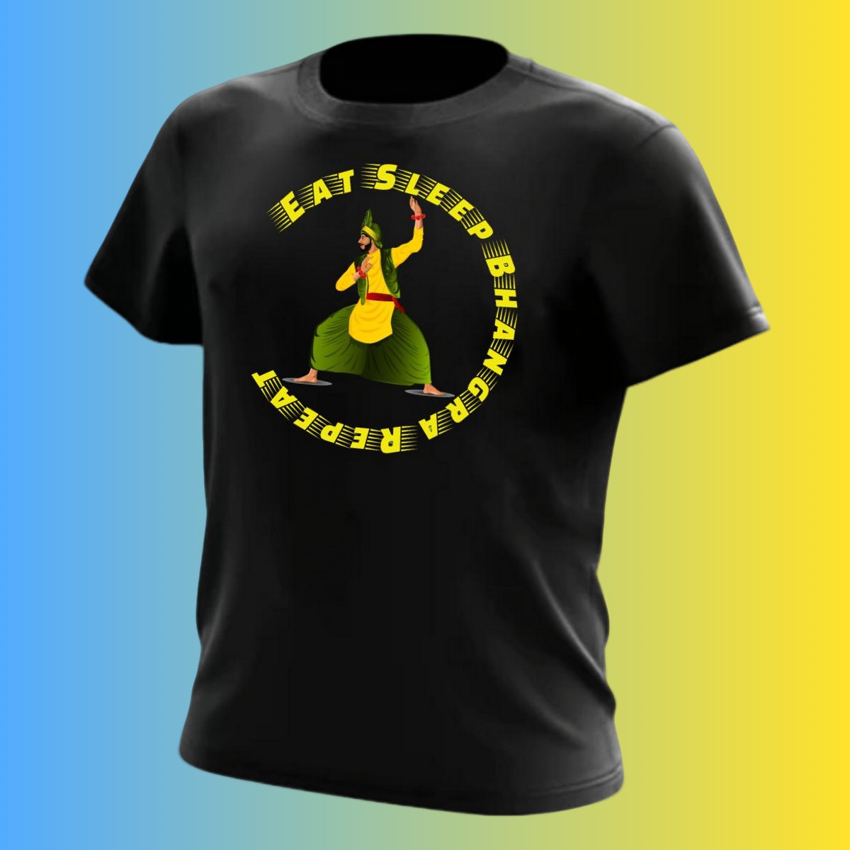 Eat Sleep Bhangra Repeat Tee- Black