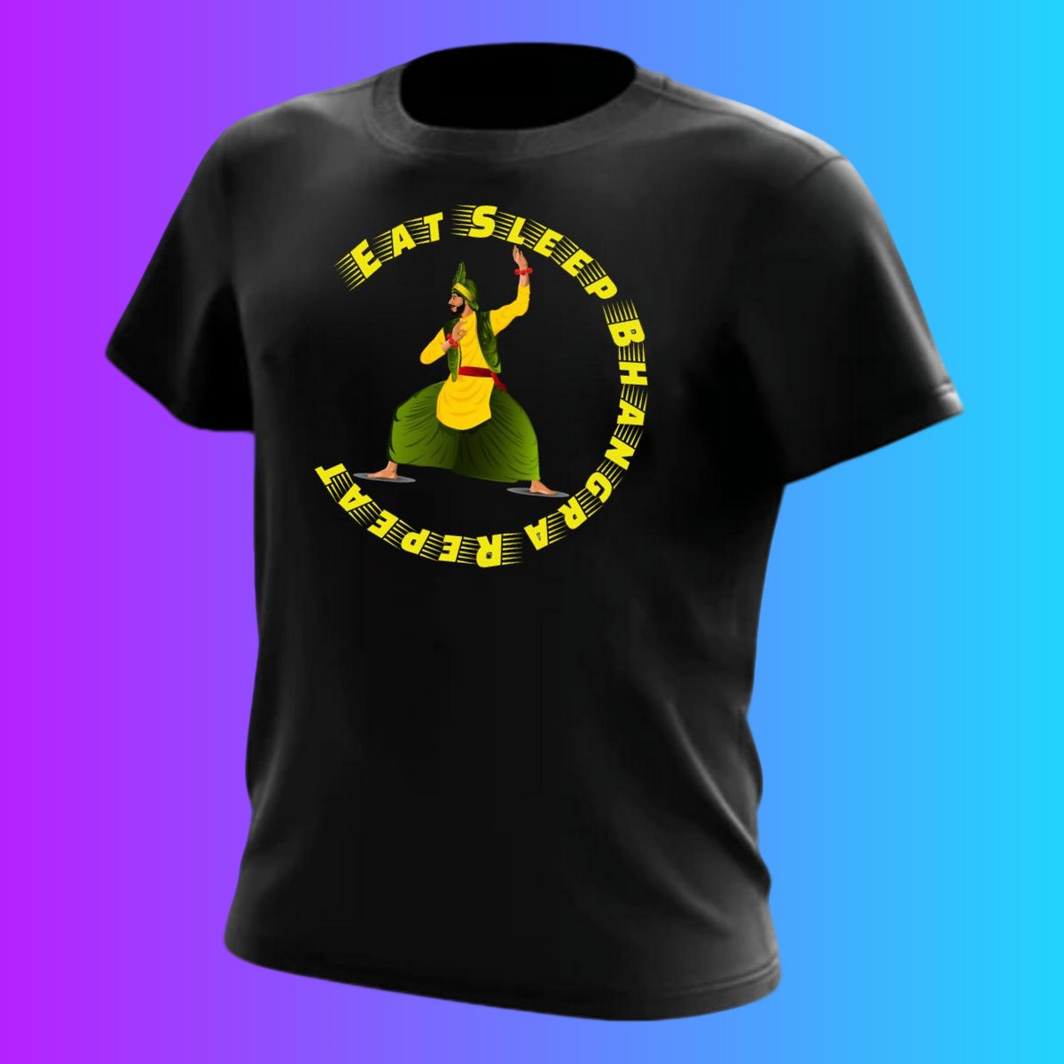 Eat Sleep Bhangra Repeat Tee- Black