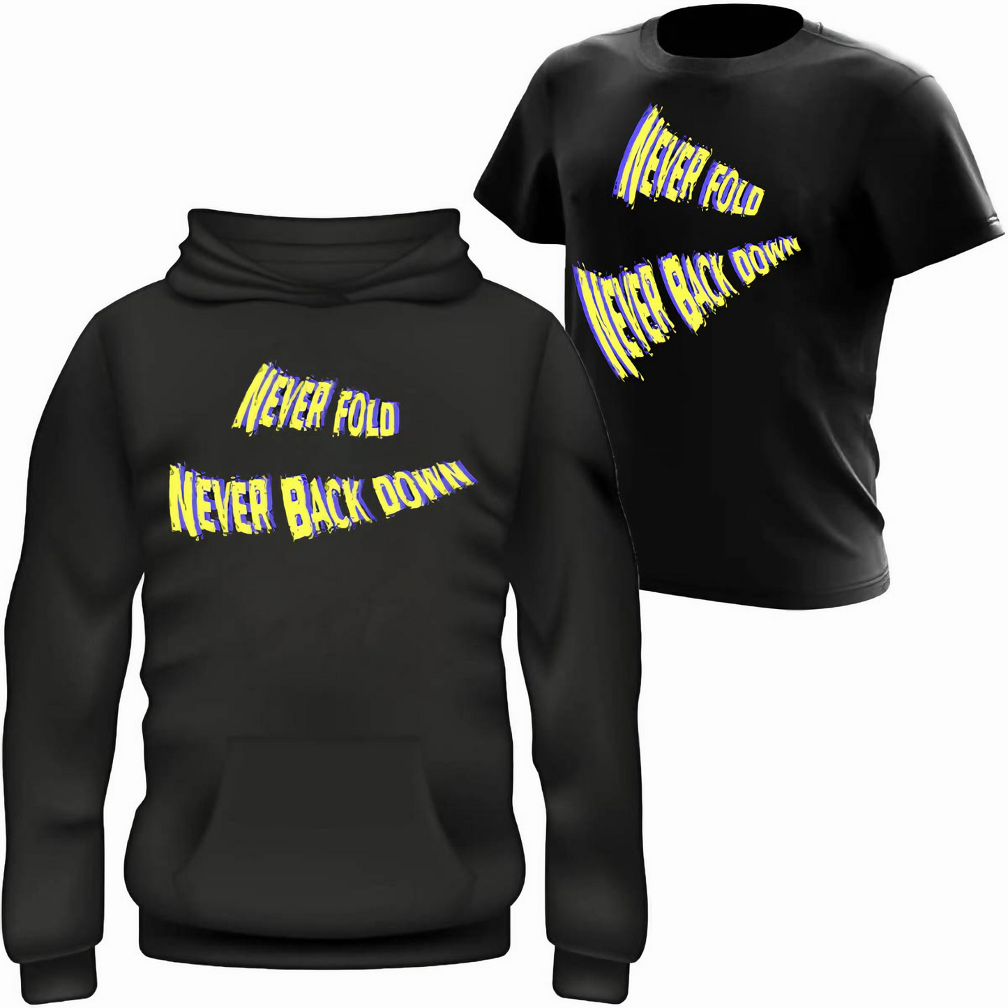 Never Back Down Hoodie & Tee Combo- Black
