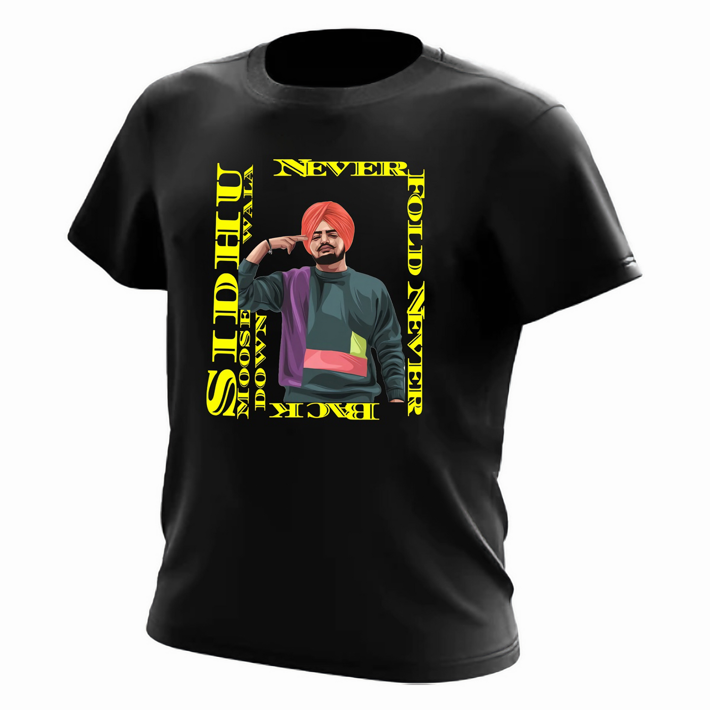 Never Fold Tee in Black - Sidhu Moose Wala Edition