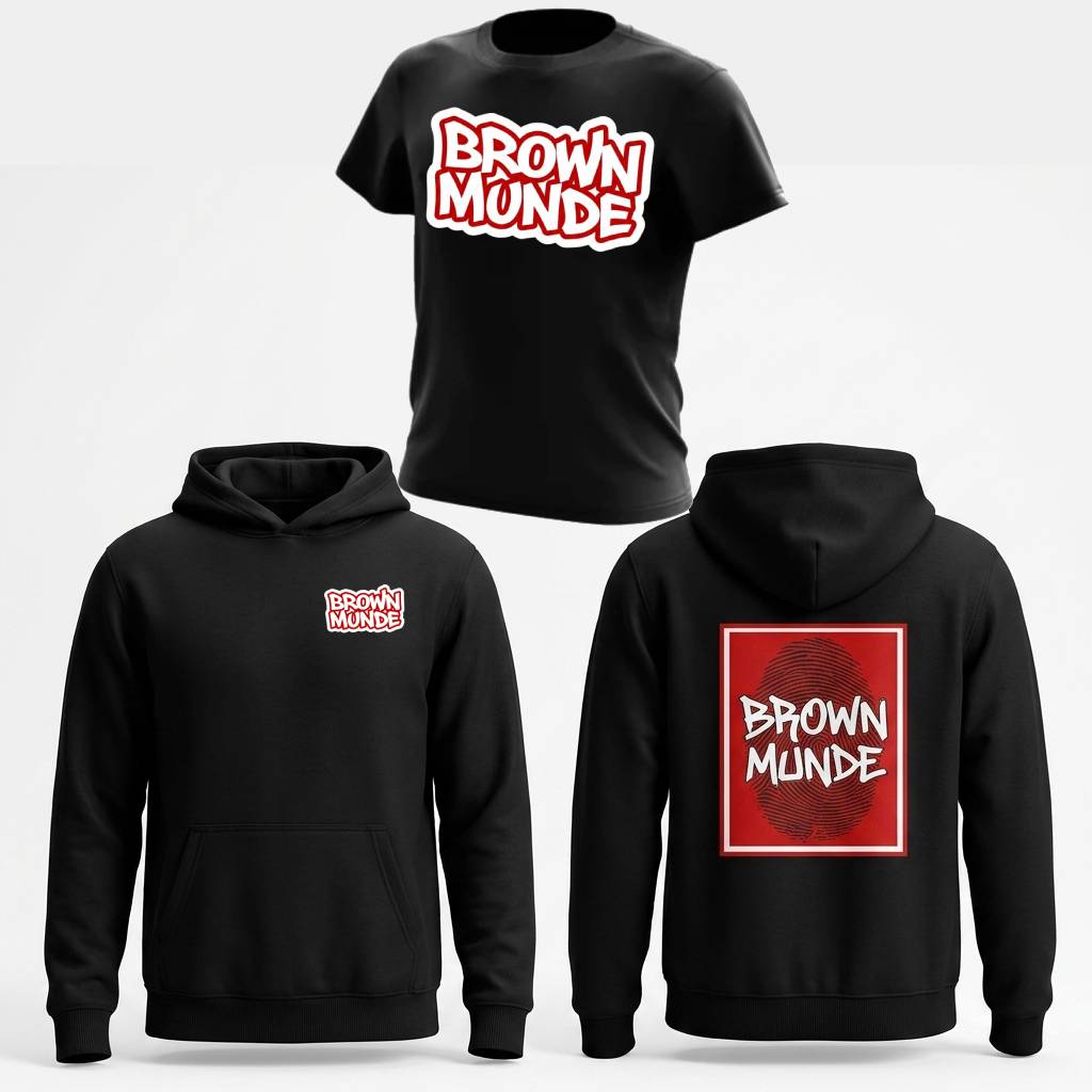 Brown Munde Hoodie & Tee Combo – Black