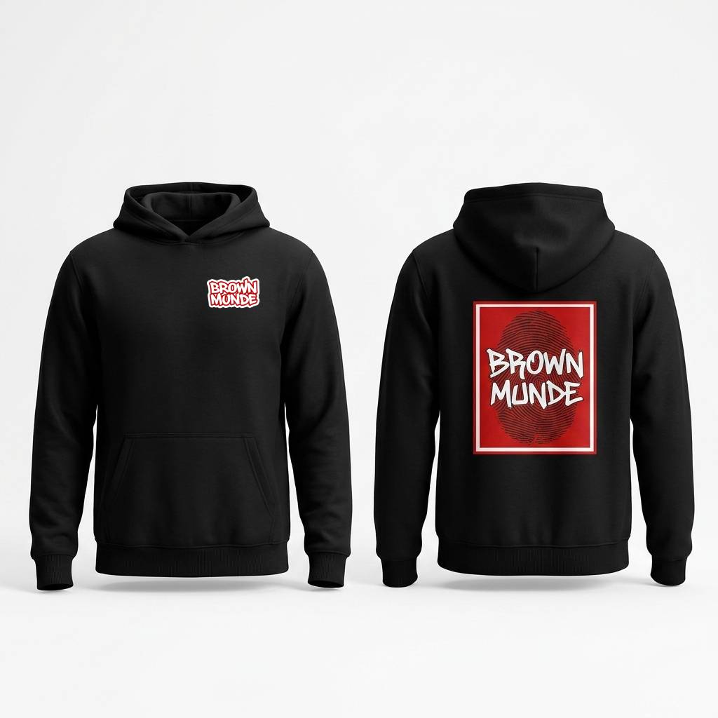 Brown Munde Hoodie & Tee Combo – Black